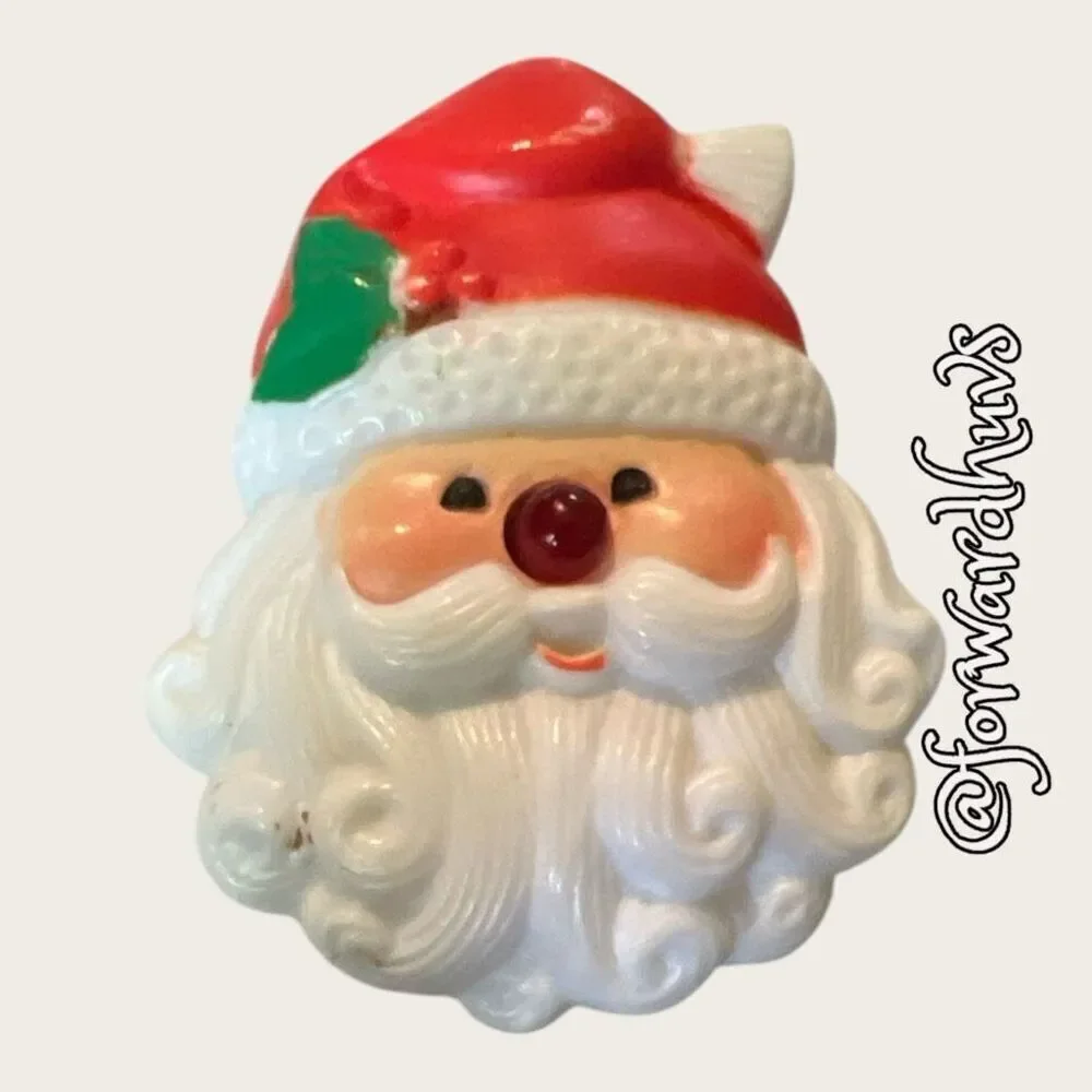 Bundle Sale 3 for $15 | Vintage Plastic Santa Brooch Pin - No Longer Lights Up